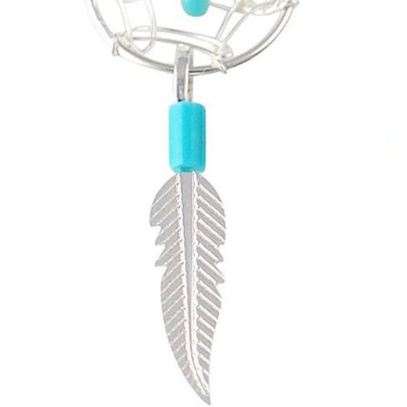 Sterling Silver Earrings Silver Turquoise Heishi Dream Catcher Earrings 925 Stam - Picture 4 of 5